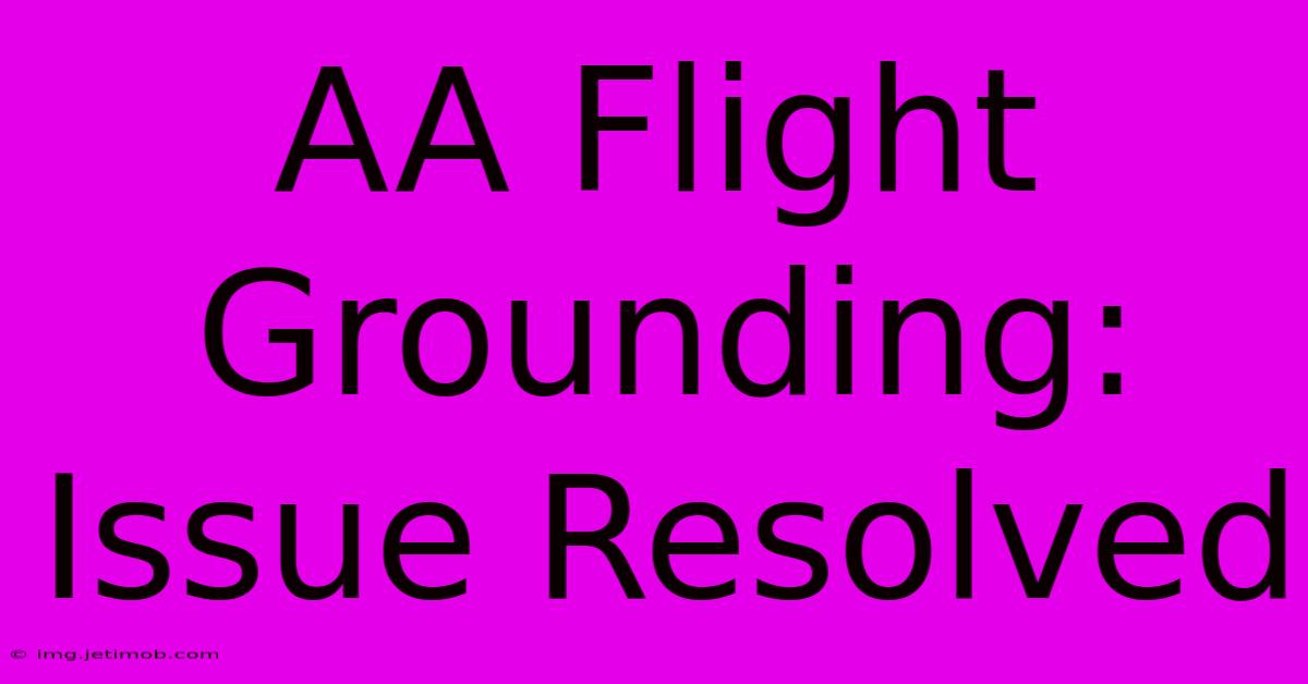 AA Flight Grounding: Issue Resolved