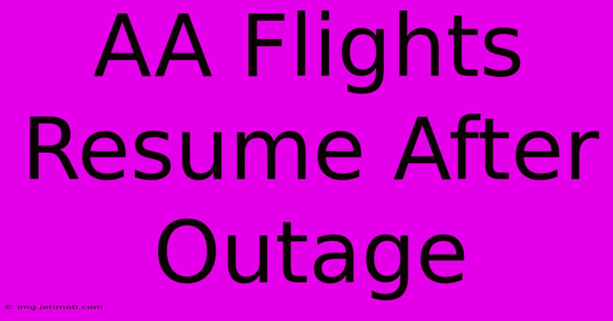 AA Flights Resume After Outage