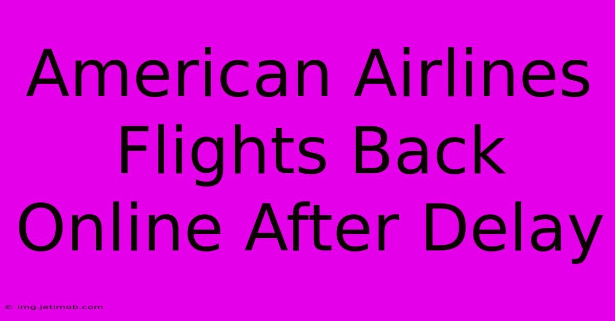 American Airlines Flights Back Online After Delay