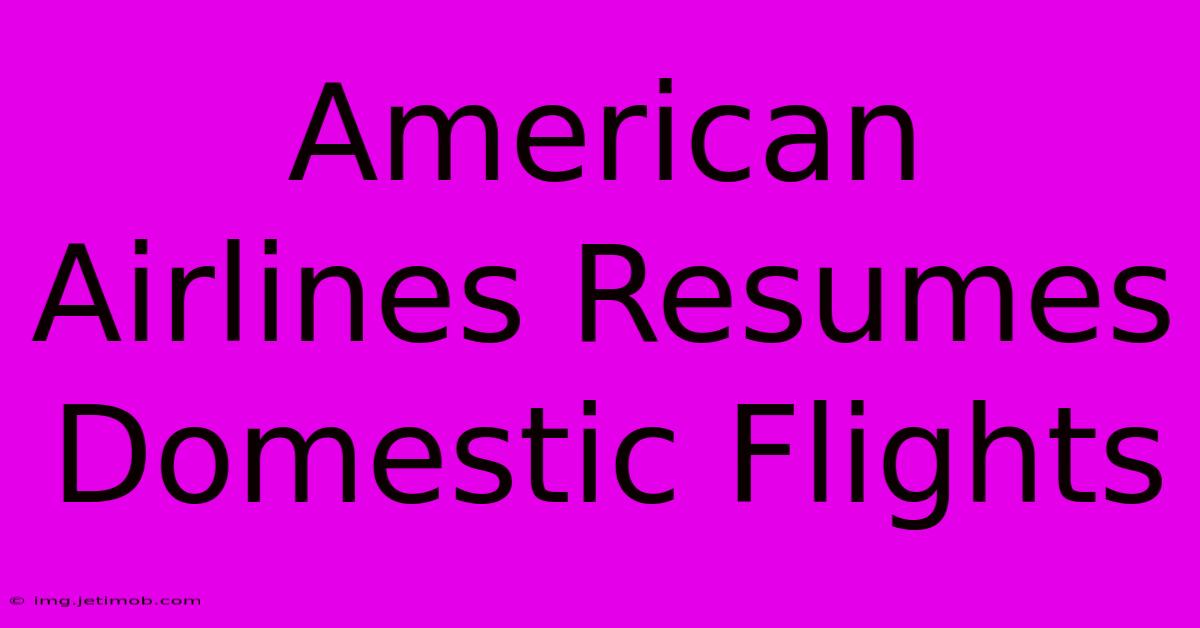 American Airlines Resumes Domestic Flights