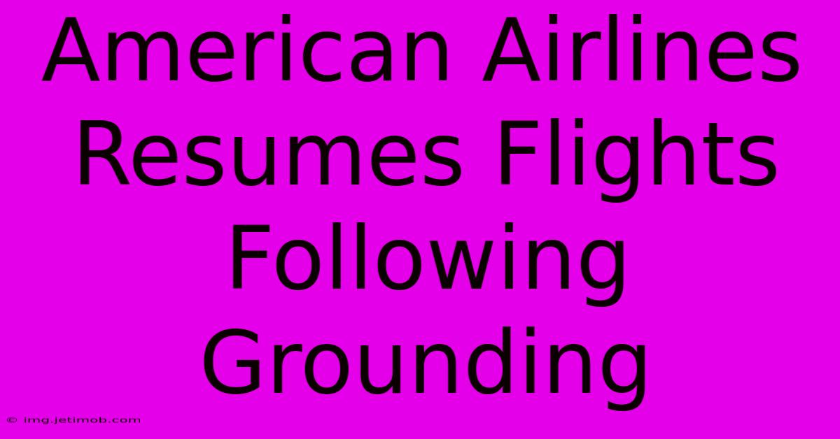 American Airlines Resumes Flights Following Grounding