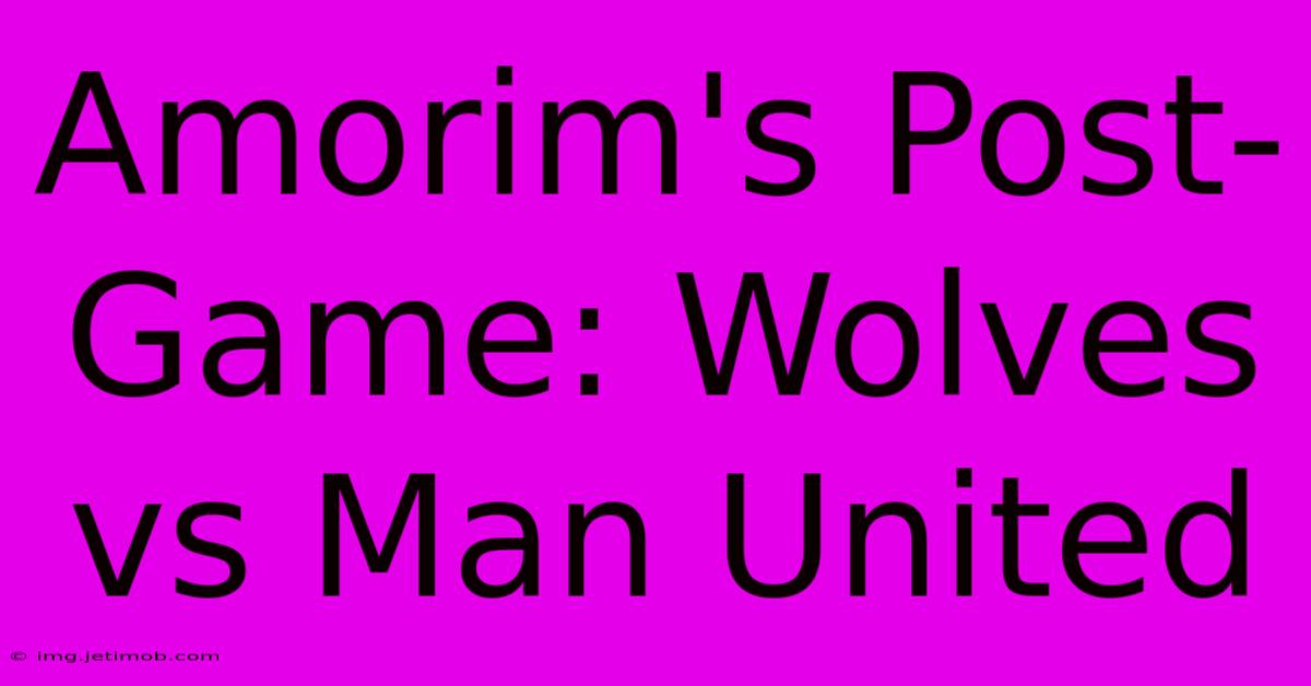 Amorim's Post-Game: Wolves Vs Man United