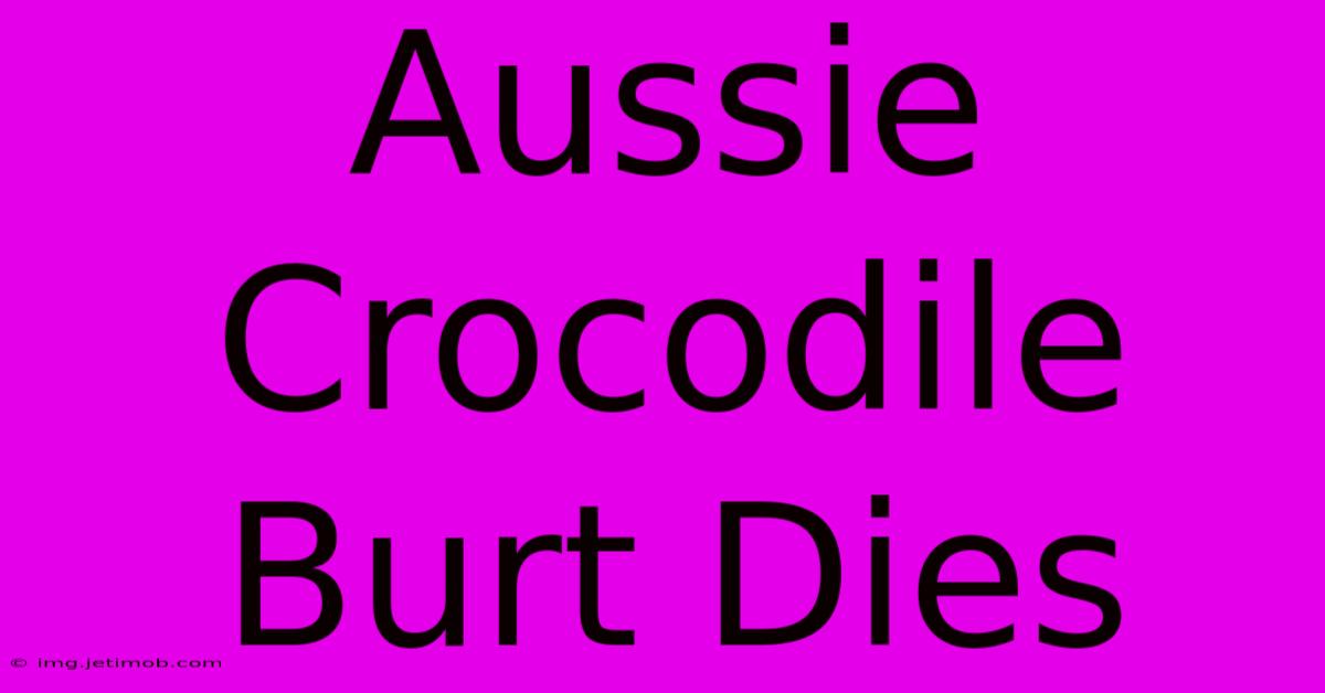 Aussie Crocodile Burt Dies