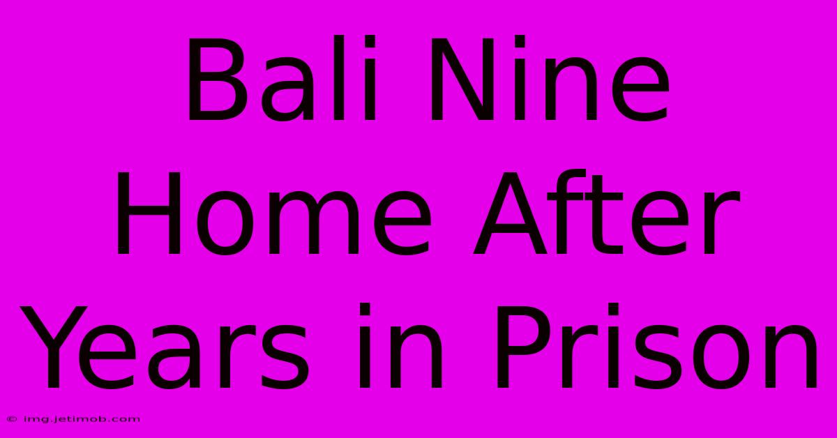 Bali Nine Home After Years In Prison