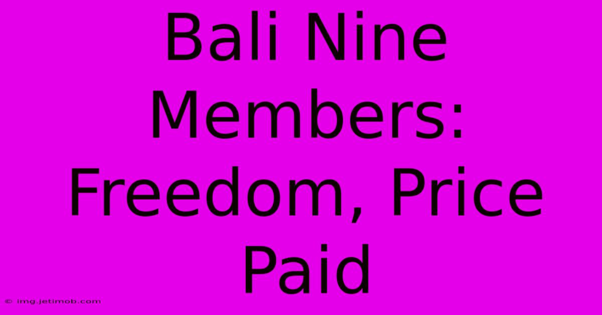 Bali Nine Members: Freedom, Price Paid