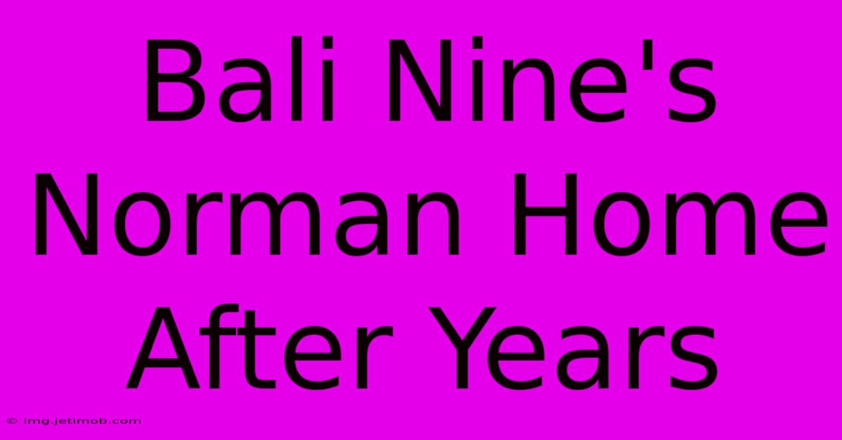 Bali Nine's Norman Home After Years