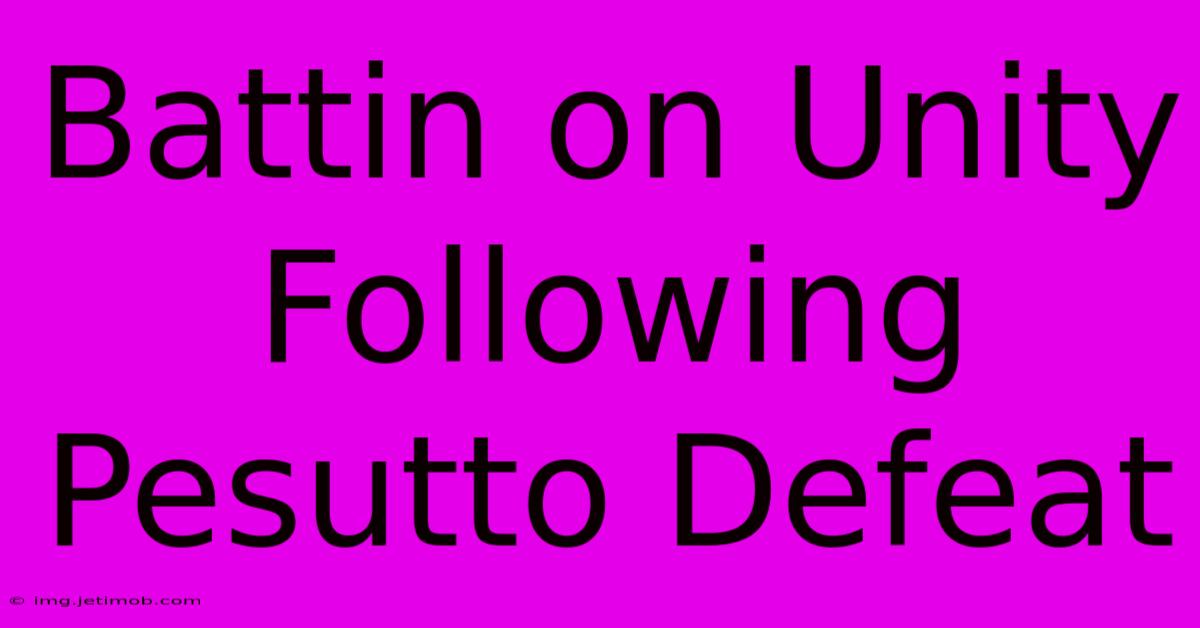 Battin On Unity Following Pesutto Defeat