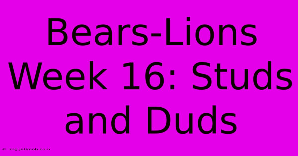 Bears-Lions Week 16: Studs And Duds