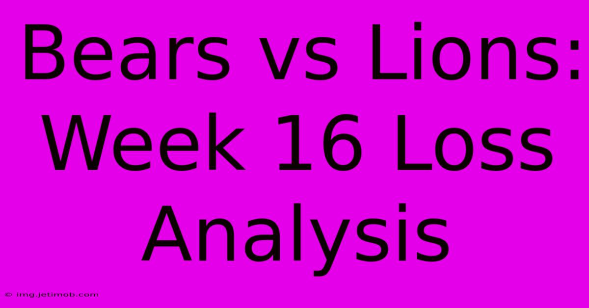 Bears Vs Lions: Week 16 Loss Analysis