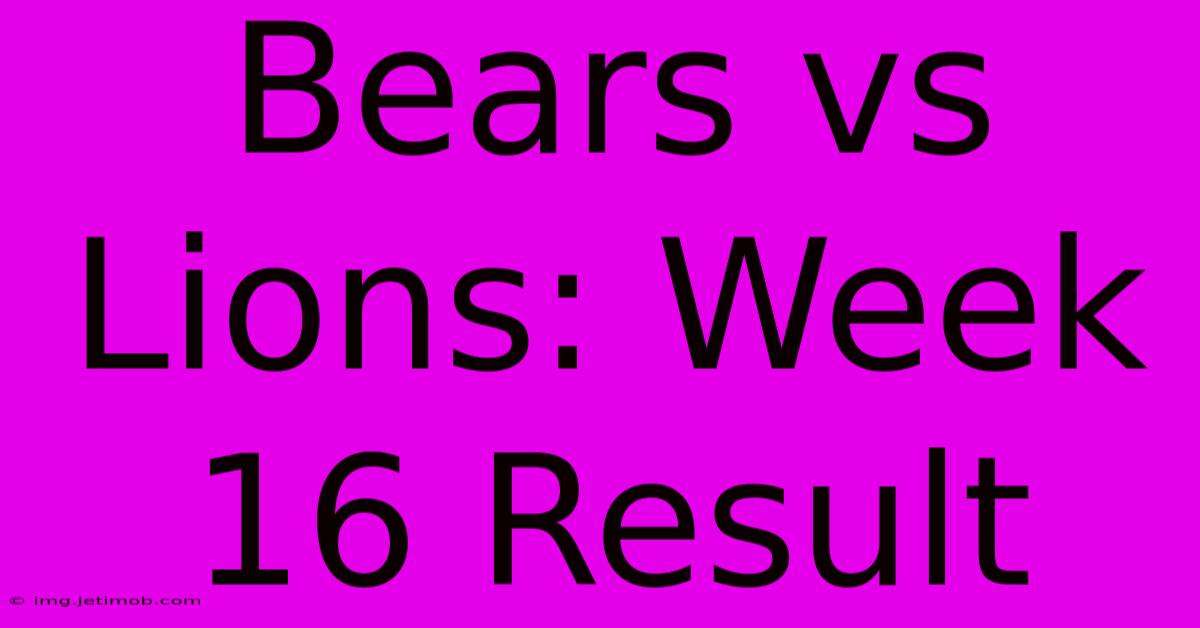 Bears Vs Lions: Week 16 Result