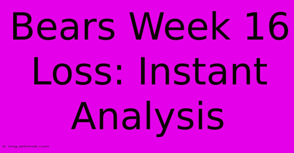 Bears Week 16 Loss: Instant Analysis