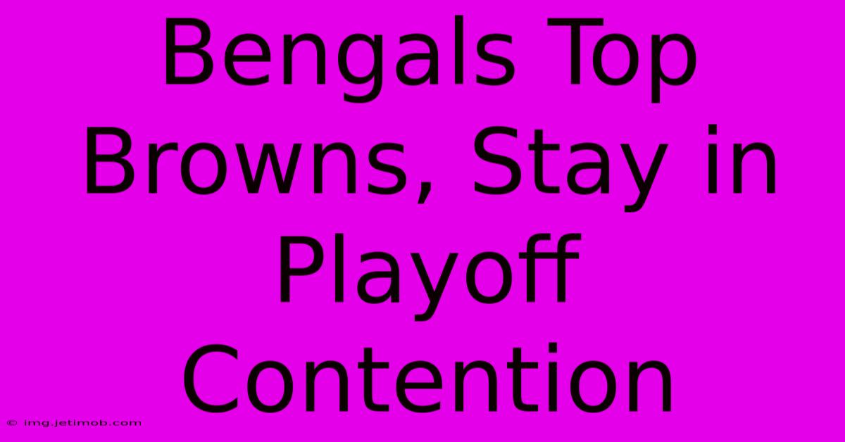 Bengals Top Browns, Stay In Playoff Contention