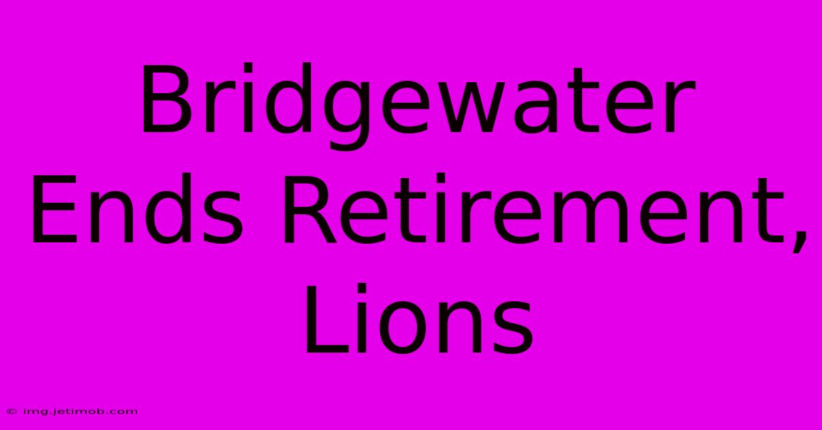 Bridgewater Ends Retirement, Lions