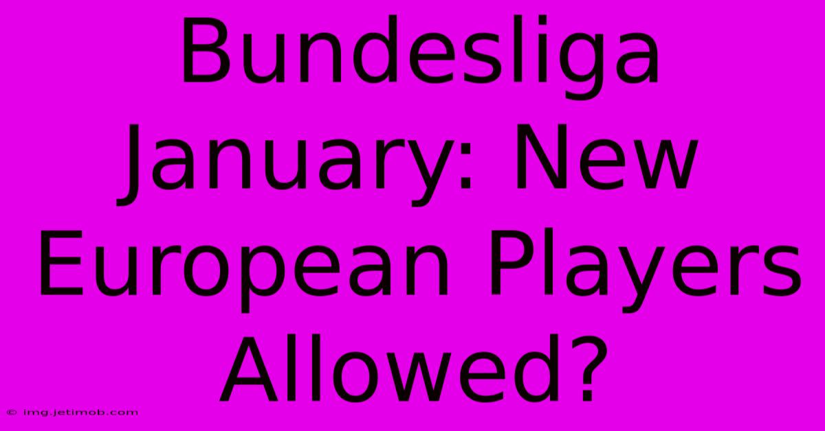 Bundesliga January: New European Players Allowed?