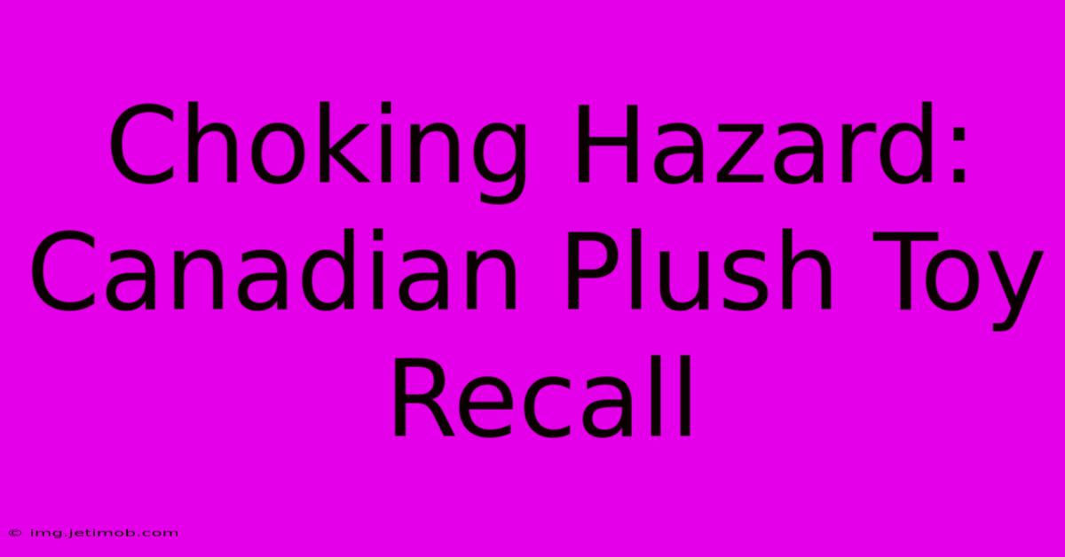 Choking Hazard: Canadian Plush Toy Recall