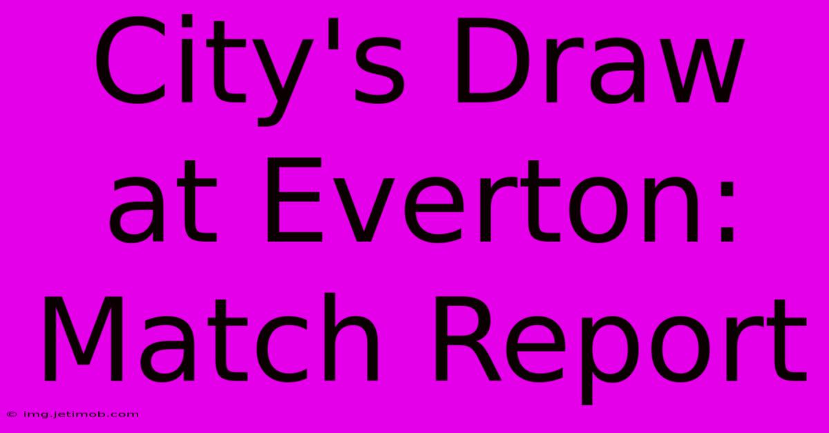 City's Draw At Everton: Match Report