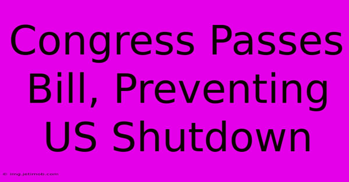 Congress Passes Bill, Preventing US Shutdown