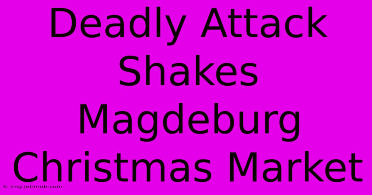 Deadly Attack Shakes Magdeburg Christmas Market