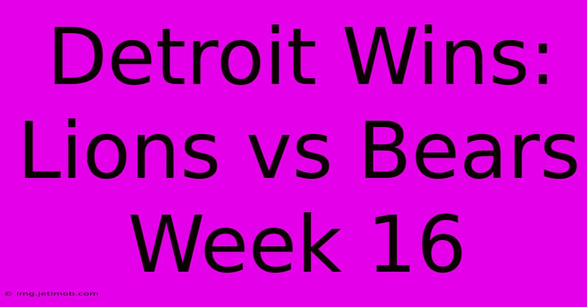 Detroit Wins: Lions Vs Bears Week 16