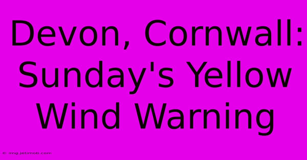 Devon, Cornwall: Sunday's Yellow Wind Warning