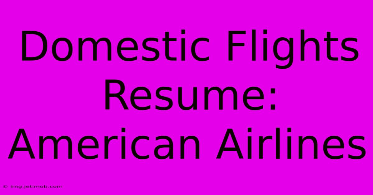 Domestic Flights Resume: American Airlines