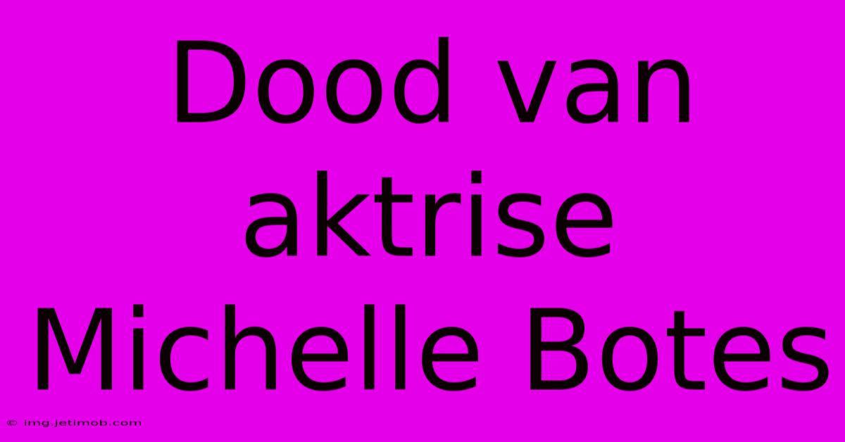 Dood Van Aktrise Michelle Botes