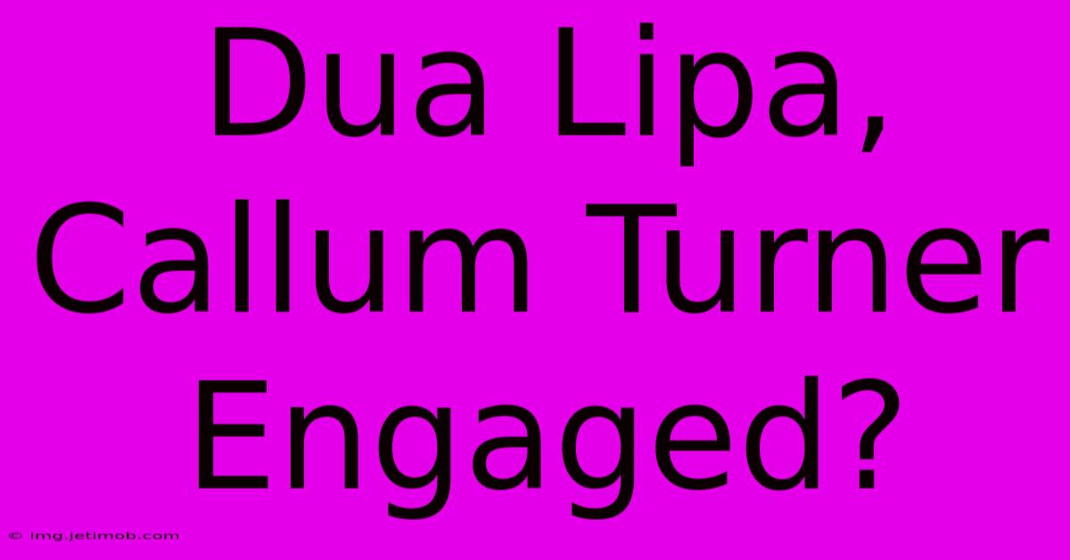 Dua Lipa, Callum Turner Engaged?