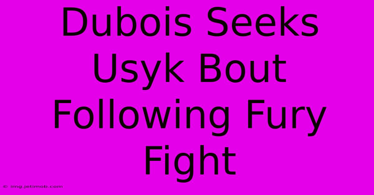 Dubois Seeks Usyk Bout Following Fury Fight