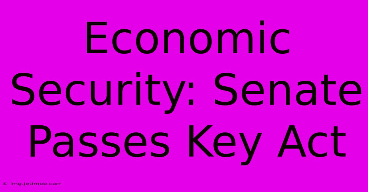 Economic Security: Senate Passes Key Act