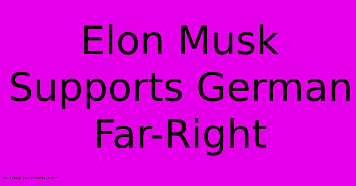 Elon Musk Supports German Far-Right