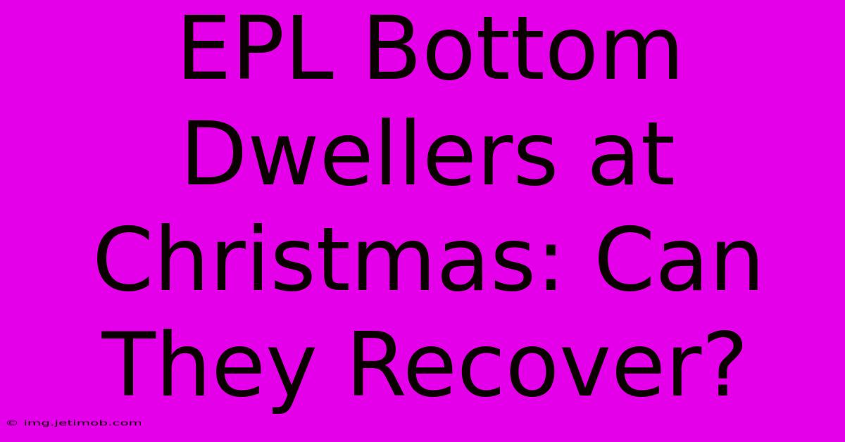 EPL Bottom Dwellers At Christmas: Can They Recover?