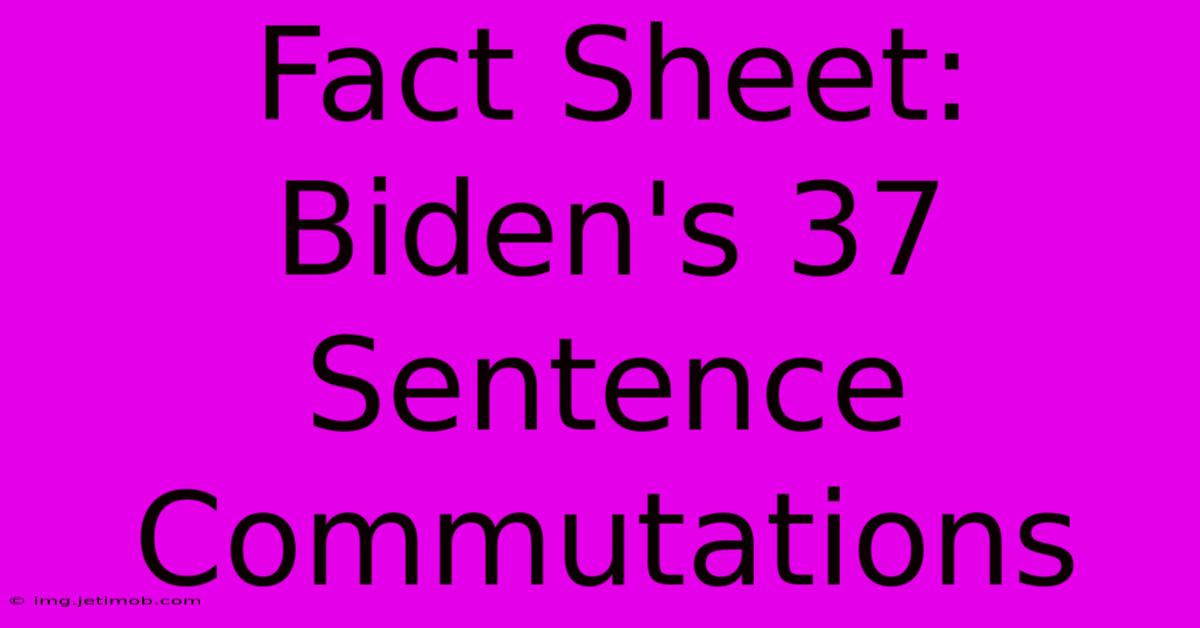 Fact Sheet: Biden's 37 Sentence Commutations