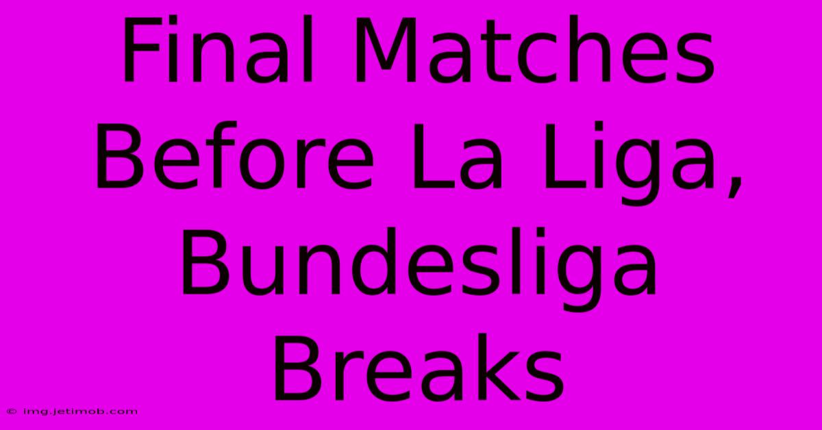 Final Matches Before La Liga, Bundesliga Breaks