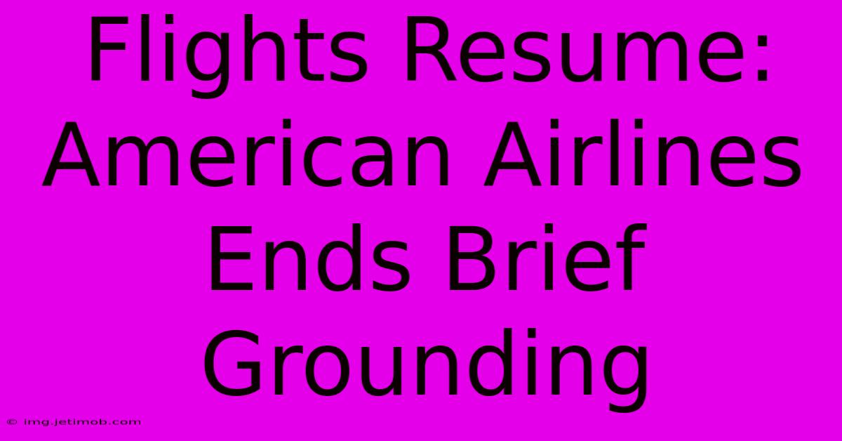 Flights Resume: American Airlines Ends Brief Grounding