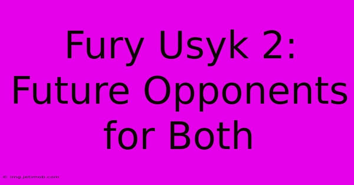 Fury Usyk 2:  Future Opponents For Both