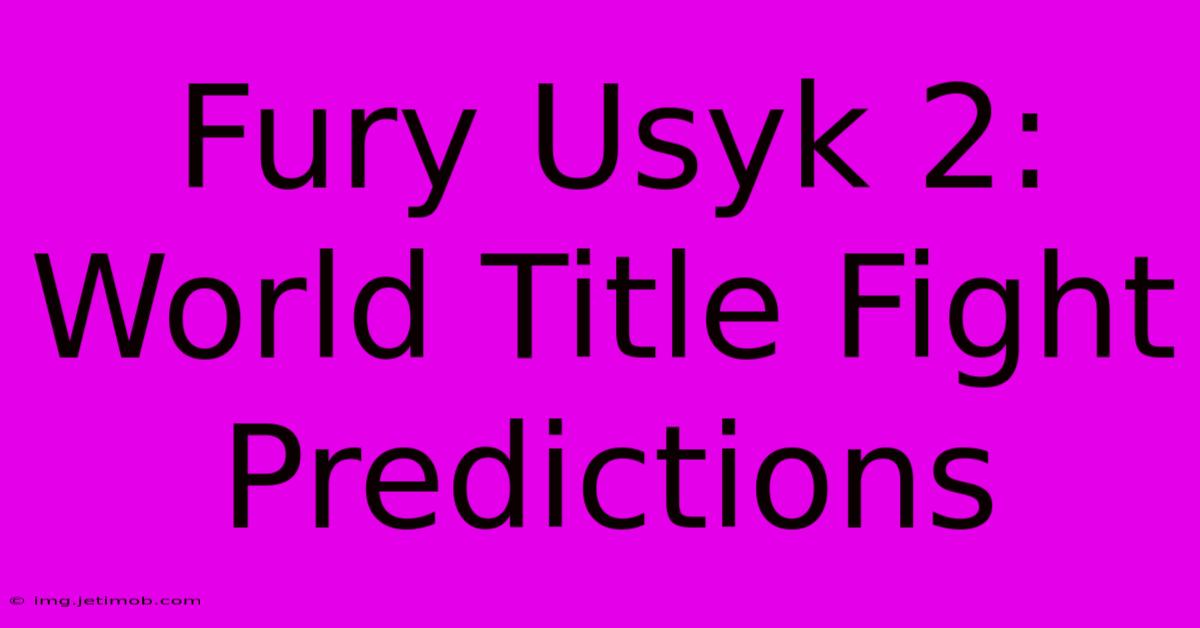 Fury Usyk 2: World Title Fight Predictions