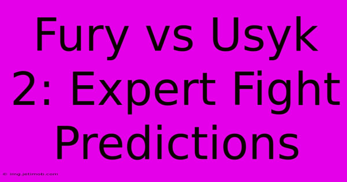 Fury Vs Usyk 2: Expert Fight Predictions