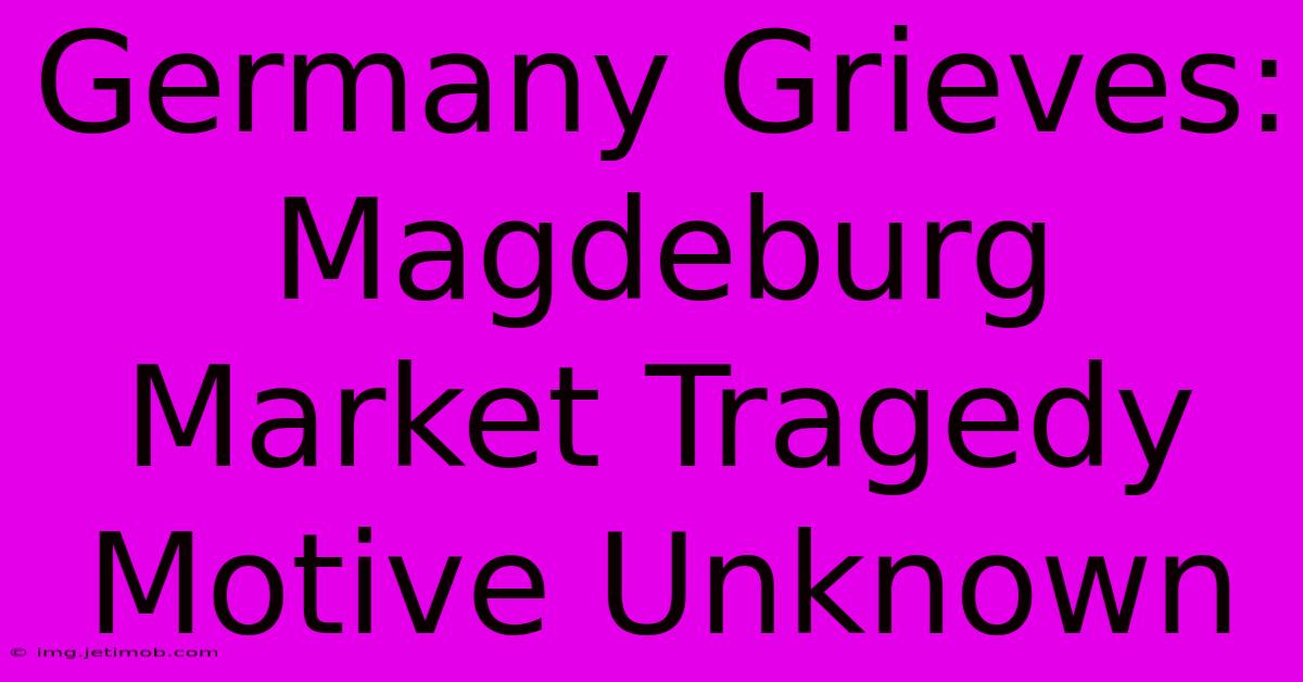 Germany Grieves: Magdeburg Market Tragedy Motive Unknown