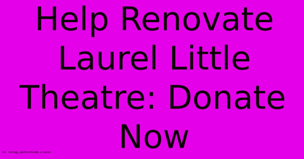 Help Renovate Laurel Little Theatre: Donate Now