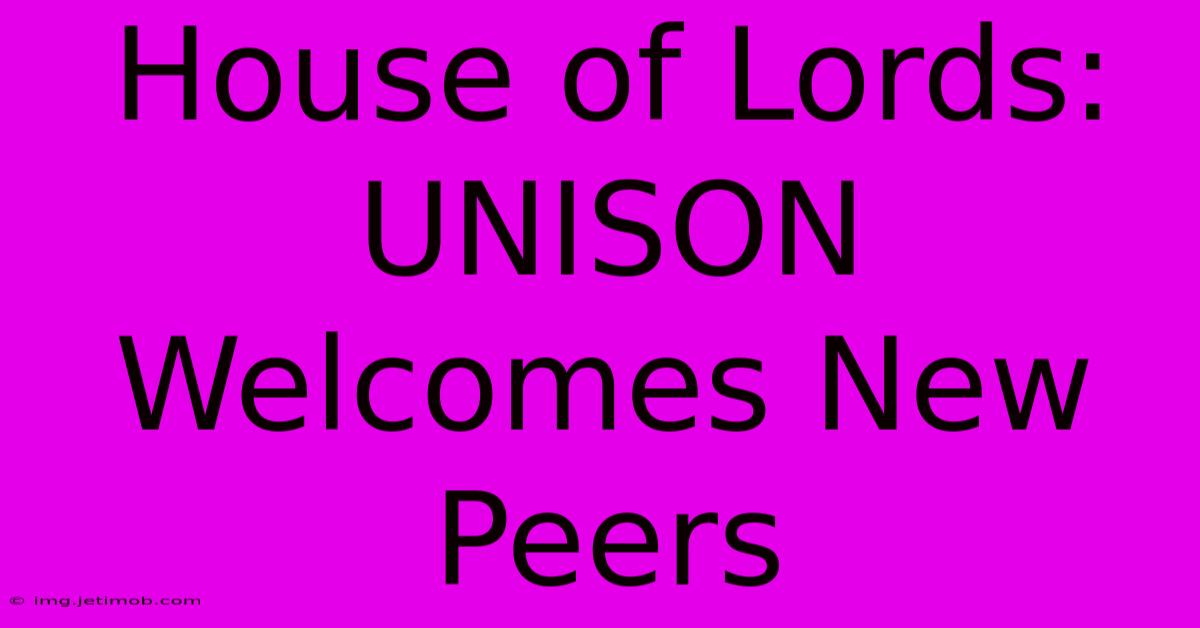 House Of Lords: UNISON Welcomes New Peers