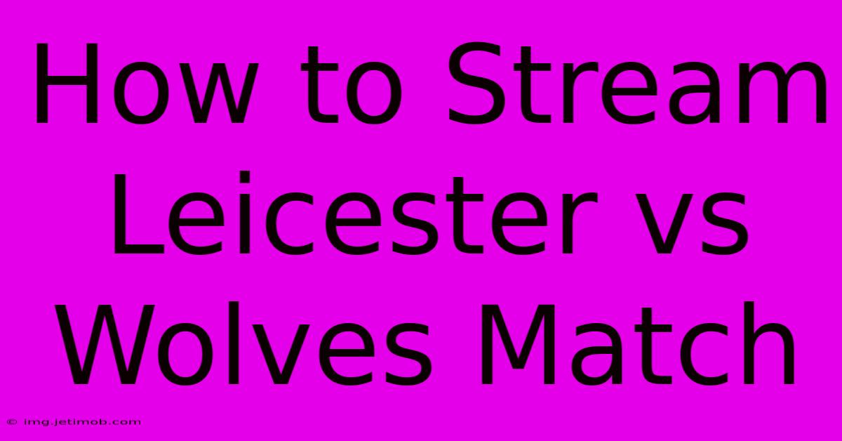 How To Stream Leicester Vs Wolves Match