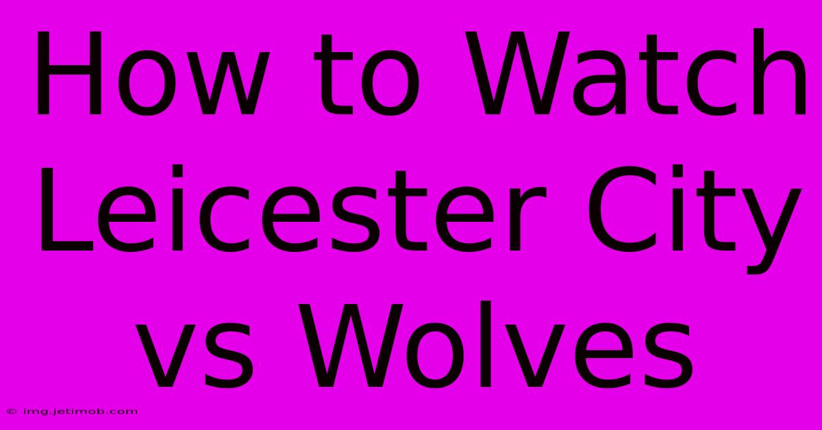 How To Watch Leicester City Vs Wolves