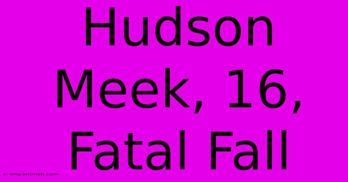 Hudson Meek, 16, Fatal Fall