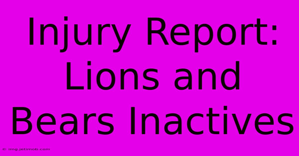 Injury Report: Lions And Bears Inactives