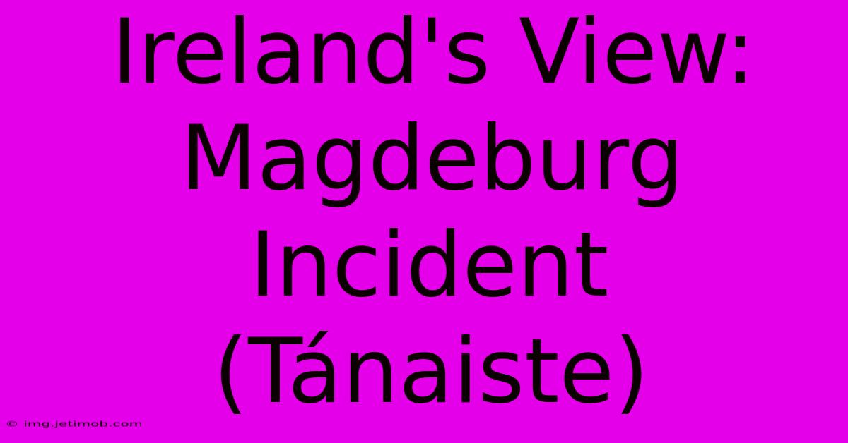 Ireland's View: Magdeburg Incident (Tánaiste)