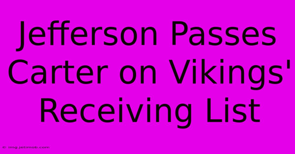 Jefferson Passes Carter On Vikings' Receiving List