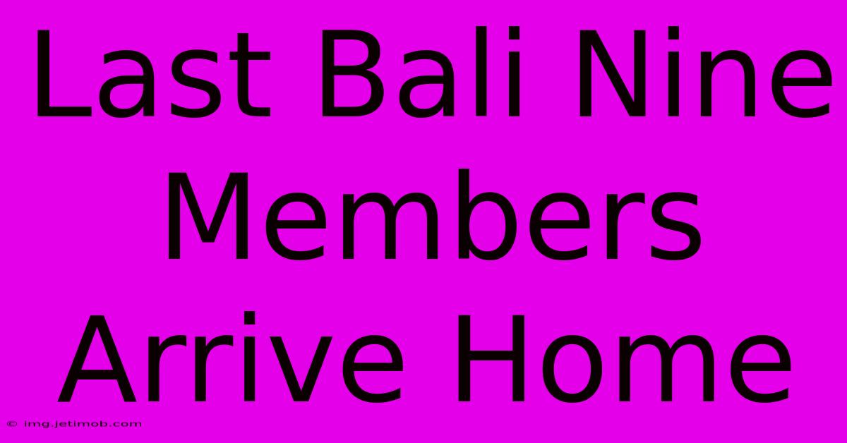 Last Bali Nine Members Arrive Home