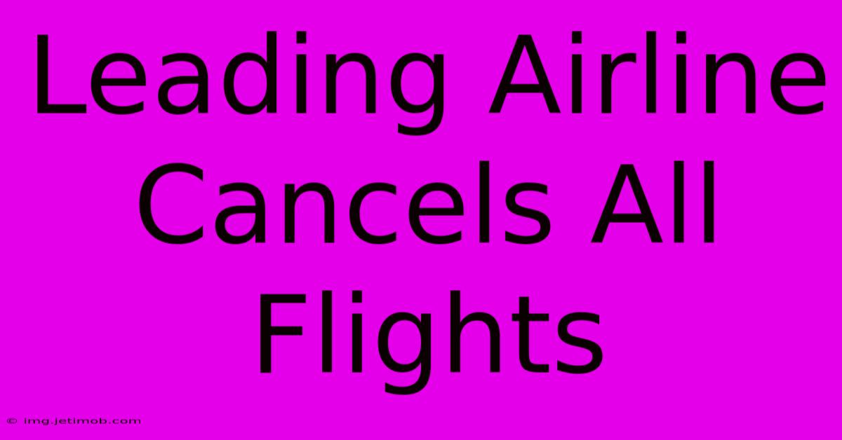 Leading Airline Cancels All Flights