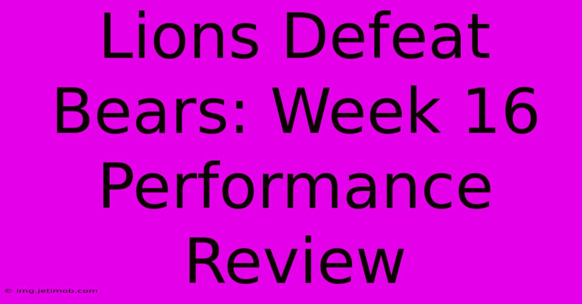 Lions Defeat Bears: Week 16 Performance Review