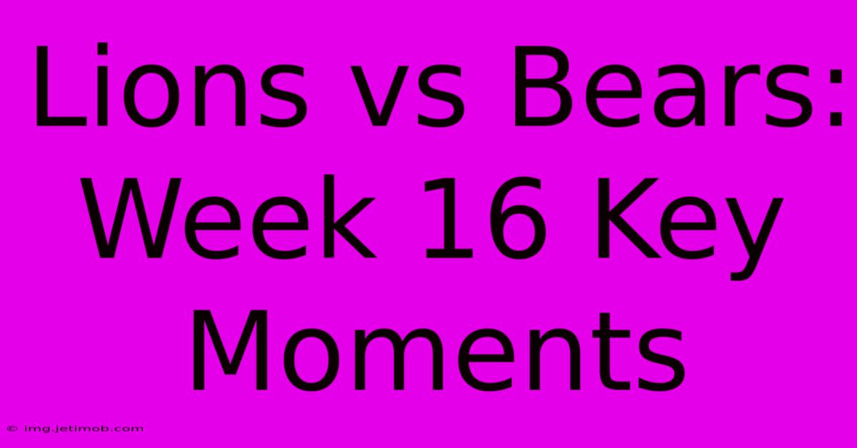 Lions Vs Bears: Week 16 Key Moments